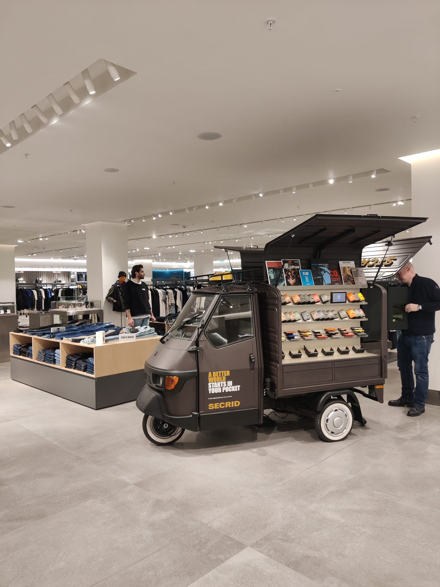 Secrid Piaggio APE installation in Dublin department store