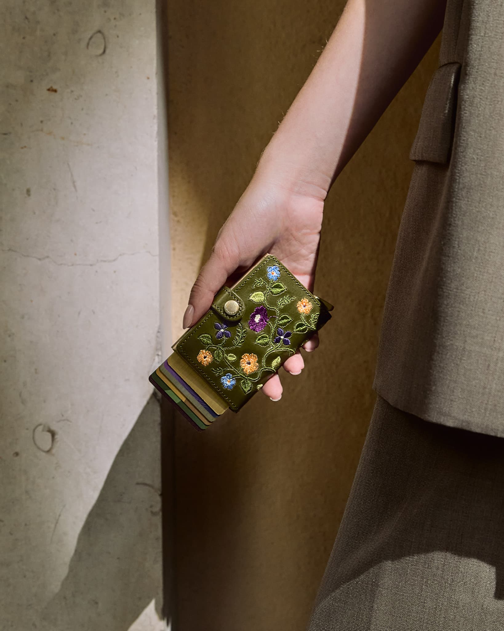 Stitch Floral MW Olive Cardprotector
